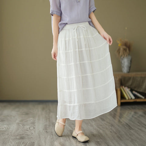 Women Summer Casual Linen A-Line Skirt
