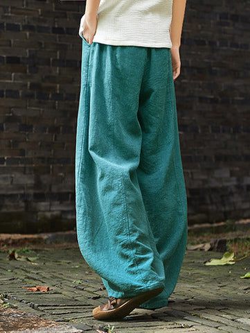 Vintage Loose Ramie Cotton Linen Bloomers Pants