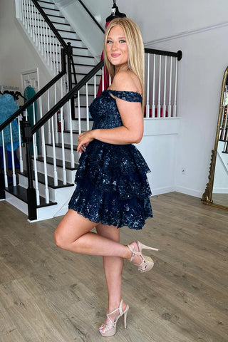 Princess A Line Off the Shoulder Black Corset Homecoming Dress