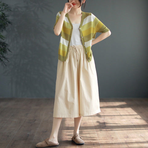 Women Simmer Loose Casual Solid Wide Leg Pants