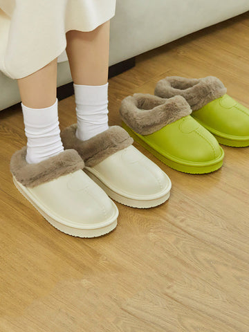 Winter Casual Unisex Solid Warm Non-slip Plush Slippers