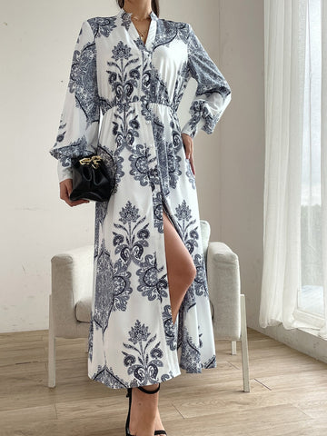 Klassisches Midikleid mit Laternenärmeln