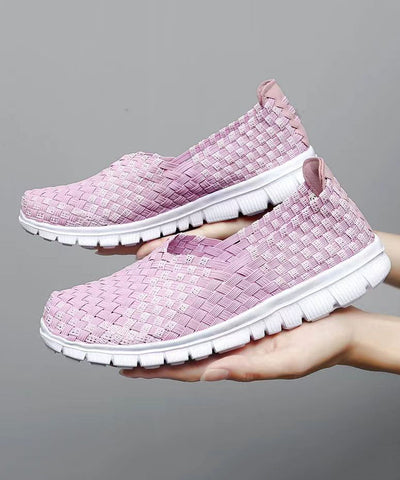 Rosa Flache Schuhe Strickstoff Lässig Bequem Spleißen