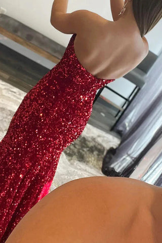 Trägerloses Ballkleid im Meerjungfrauen-Stil mit königlichen Pailletten
