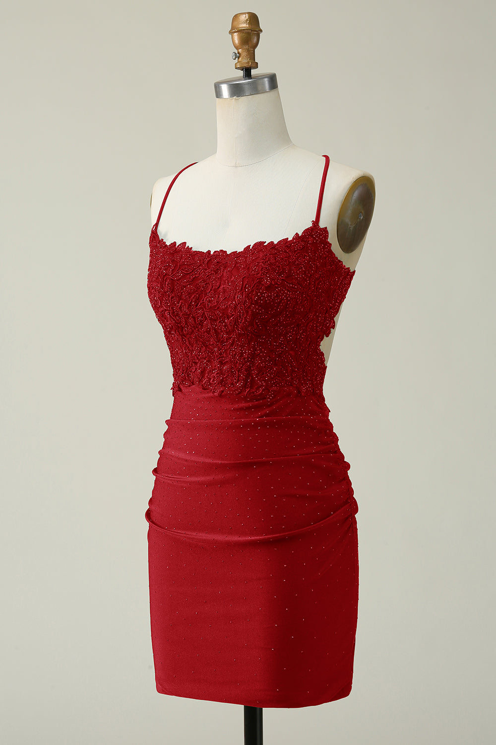 Hot Selling Bodycon Spaghetti Straps Dark Green Short Homecoming Dress with Appliques