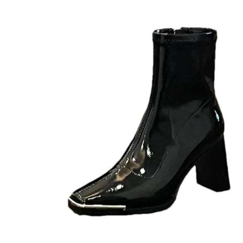 Square Toe Sexy Ankle Boots Women High Heels Shoes Chunky 2024 Fashion Winter Shoes Designer Chelsea Boots Pumps New Mujer Shoes