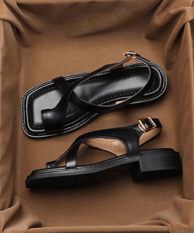Comfy Flip Flops Chunky Faux Leather Soft Splicing Sandals