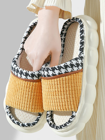 Fashion Spring Spliced Couple Indoor Platform Slippers