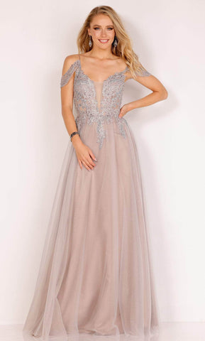 Cold Shoulder Embellished Bodice Prom Gown