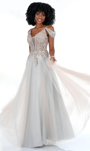 Cold Shoulder Embellished Bodice Prom Gown