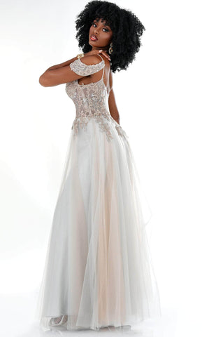 Cold Shoulder Embellished Bodice Prom Gown