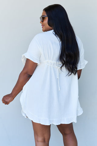 Strandkleid mit Rüschen in voller Größe, Weiß