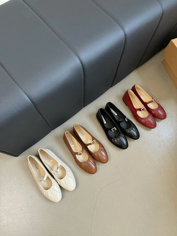 Round Toe Women Loafers 2024 New Arrivals Fashion Casual Low Flat Heeled White Brown Black Red Shallow Slip On Mary Janes 35-39