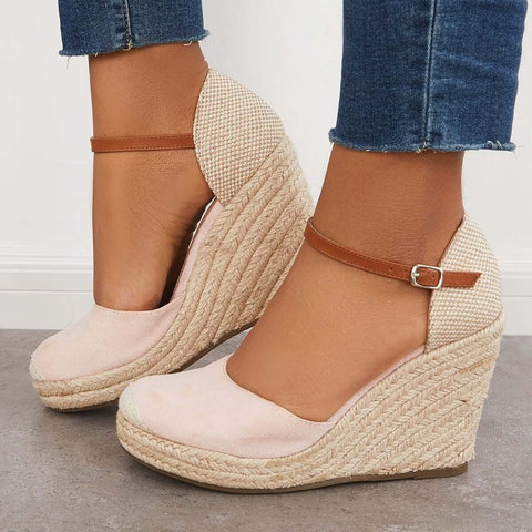 Closed Toe Espadrilles Wedges Platform Ankle Strap Dress Sandals