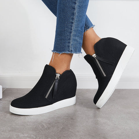 Casual Hidden Wedge Sneakers Platform Wedge Booties