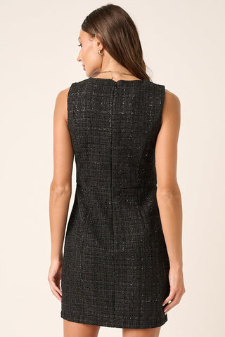 Tweed Sleeveless Black Mini Dress