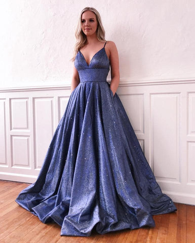 Charming Spaghetti-Straps Stromy Blue, Mauve Chic Sequins Formal Dresses