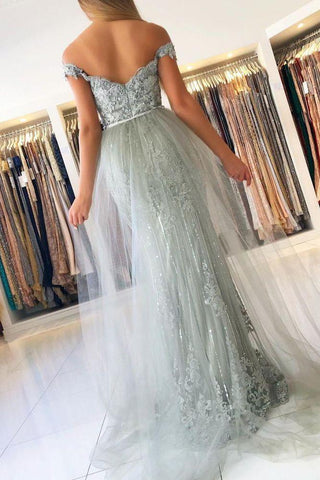 Chic Princess Tulle Off-the-shoulder Lace Mermaid Prom Dresses