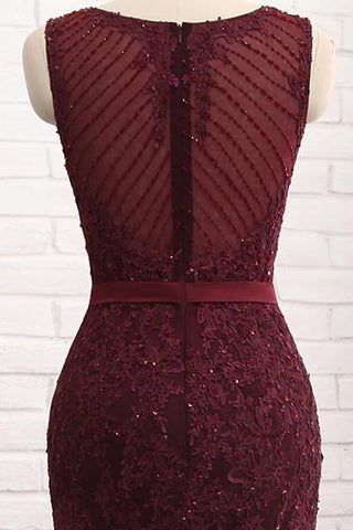 Chic Scoop Sleeveless Tulle Mermaid Appliques Sequins Zipper Prom Dresses