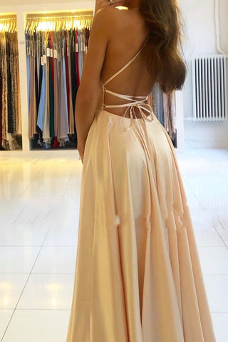 Chic Spaghetti-Straps Long Split Prom Dresses