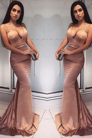 Chic V-Neck Mermaid Party Dresses Long Evening Party Gowns