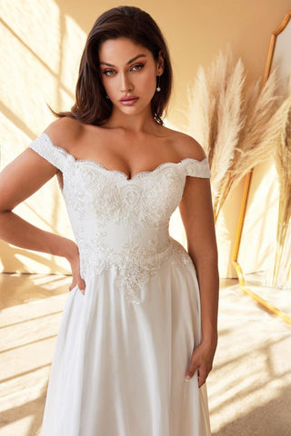 Long Off Shoulder Wedding Gown