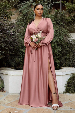 Plunging V Neck High Slit Long dress