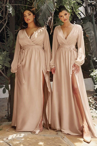 Plunging V Neck High Slit Long dress