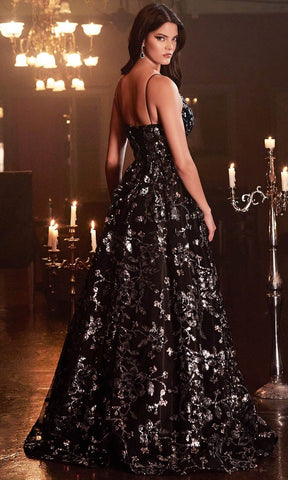 Floral Sequin Evening Dress