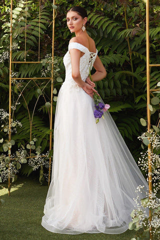 Long Off Shoulder Wedding Dress