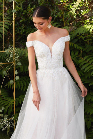 Long Off Shoulder Wedding Dress