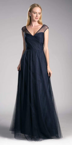 Sleeveless Pleated Top A-Line Gown
