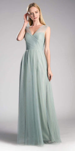 Sleeveless Pleated Top A-Line Gown