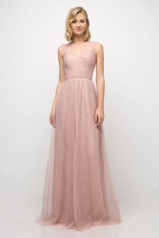 Sleeveless Pleated Top Tulle A Line Gown