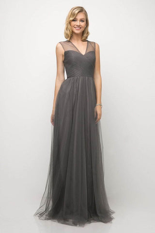 Sleeveless Pleated Top Tulle A Line Gown