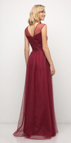 Sleeveless Pleated Top Tulle A Line Gown