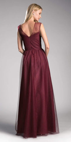 Sleeveless Pleated Top Tulle A Line Gown
