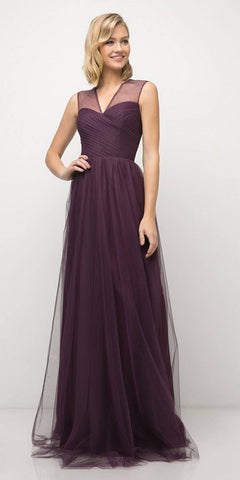 Sleeveless Pleated Top Tulle A Line Gown
