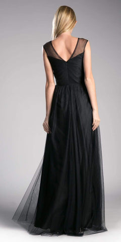 Sleeveless Pleated Top Tulle A Line Gown