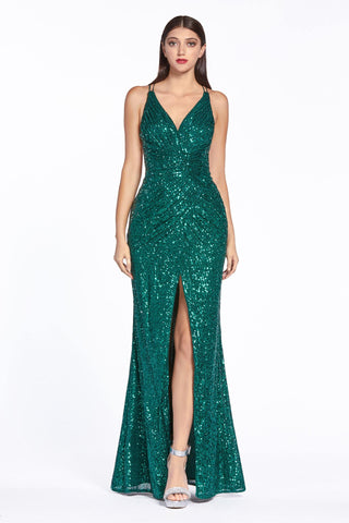 Sexy Long Formal Fitted Sequin Prom Dress