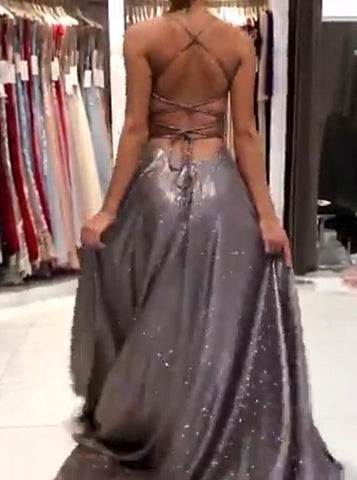 Classy V-Neck Long Evening Prom Dress On Sale Spaghetti-Straps