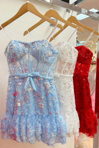 Short Sheath Strapless Corset Homecoming Dress