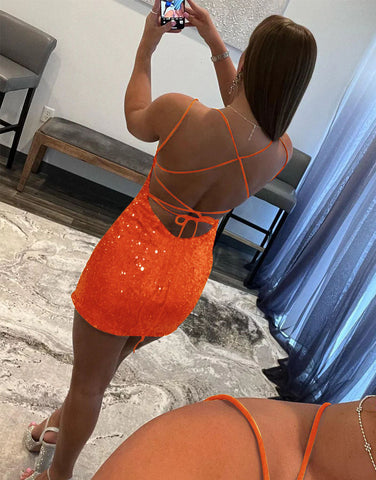 Scoop Neck Sequins Homecoming Dress