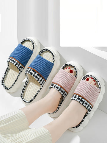 Fashion Spring Spliced Couple Indoor Platform Slippers