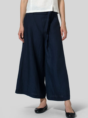 Cotton Linen Wide Leg Long Pants