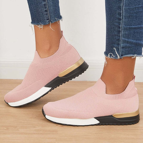 Lässige Slip-on-Strick-Loafters, atmungsaktive Wanderschuhe
