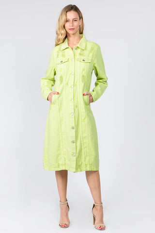 Midikleid aus Distressed-Jeansstoff mit Knopfleiste