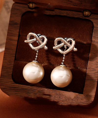 Original Design Silk Copper Love Pearl Drop Earrings