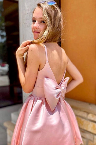 Cute A Line Spaghetti Straps Pink Short Homecoming Dress