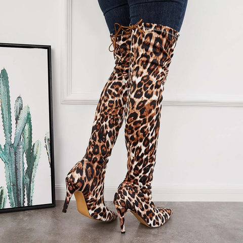 Stretchy Over The Knee Boots Pointed Toe Stiletto Heel Boots